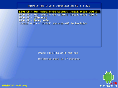 Una alternativa al emulador del SDK de Android, Android-x86.