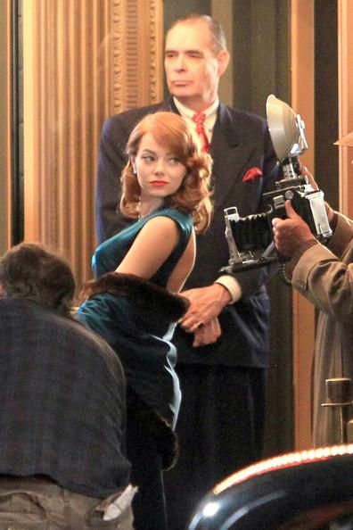 Emma Stone y Sean Penn en el set de Gangster Squad