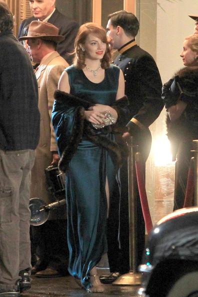 Emma Stone y Sean Penn en el set de Gangster Squad