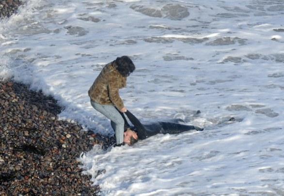 Scarlett Johansson en el set de Under the Skin