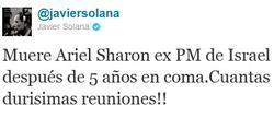 Javier Solana mató a Ariel Sharon en Twitter