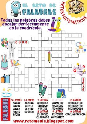 Crucigrama, Cruza-Palabras, Palabras Cruzadas, Juego de Palabras, Juego de Letras, Cruzada Matemática, Desafíos matemáticos, Problemas matemáticos, Retos matemáticos, Reto mental, Reto matemático