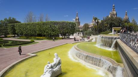 Vista de las fuentes de los Jardines de Joan Maragall