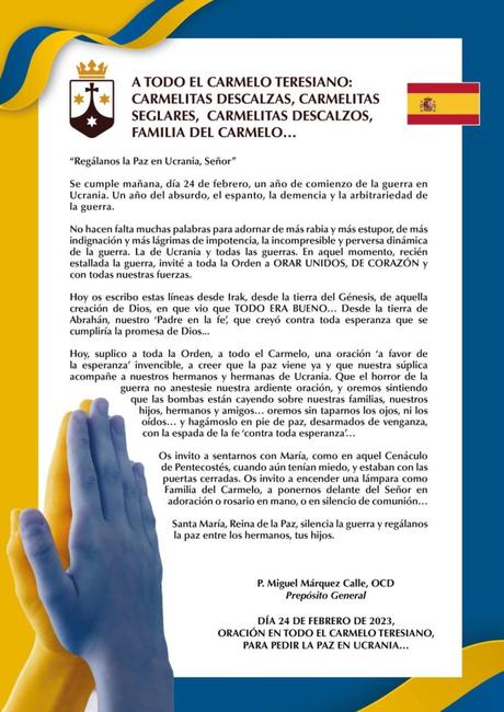 Un año de guerra en Ucrania, una oración por la paz