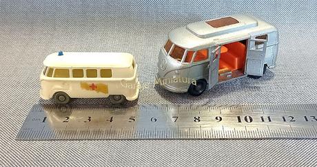 Volkswagen Kombi en dos versiones de Matchbox y Wiking