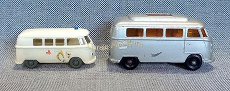 Volkswagen Kombi en dos versiones de Matchbox y Wiking