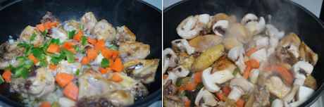 Pollo con verduras y champiñones Pollo con verduras y champiñones