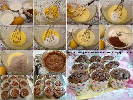 MUFFINS À LA FARINE DE BLÉ, AU CHOCOLAT ET À LA NOIX DE COCO / CHOCOLATE, COCONUT AND WHEAT FLOUR MUFFINS / MAGDALENAS DE HARINA DE TRIGO, CHOCOLATE Y COCO RALLADO/ مافن بدقيق القمح الكامل و الشوكولاتة و جوزالهند