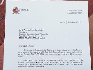 Recibimos carta del Gabinete de la Presidencia del Gobierno
