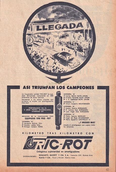 Amortiguadores Fric-Rot que participaron del Gran Premio YPF de 1961
