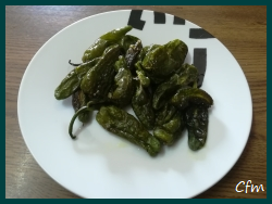 Pimientos de Padrón en microondas