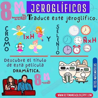 JEROGLÍFICOS Desafíos matemáticos, Retos matemáticos, Problemas matemáticos, Jeroglíficos, Jeroglíficos con solución, Retos visuales, Retos virales, Retos mentales, Mujer, Día de la mujer, Día Internacional de la mujer