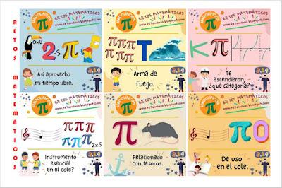 RETOS MATEMÁTICOS - DÍA PI Desafío matemático, Reto matemático, Problema matemático, Problema de ingenio, Problema de lógica, Reto, Reto visual, Reto mental, Jeroglífico, Jeroglífico con solución, Día Pi, Día Internacional de las Matemáticas