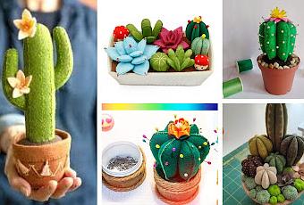 Cómo hacer mini cactus en maceta con fieltro - Paperblog
