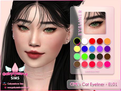Sims 4 CC | Make-up: GML's Cat Eyeliner • EL01 | Gabymelove Sims | Download, descargar, Custom content, contenido personalizado, makeup, make up, maquillaje, Gaby, gato, pussy, eye, eyes, liner, delineado, delineador, mod, asian, Lápiz de Ojos, pencil