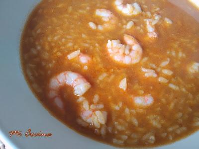 Arroz caldoso gambas rojas, 