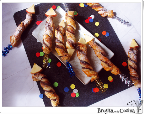 Cohetes de hojaldre y chocolate