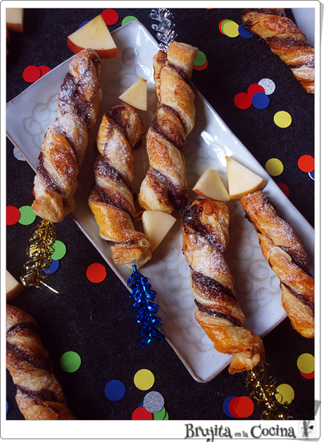 Cohetes de hojaldre y chocolate