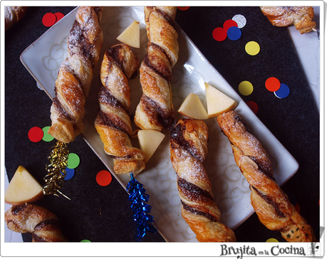 Cohetes de hojaldre y chocolate