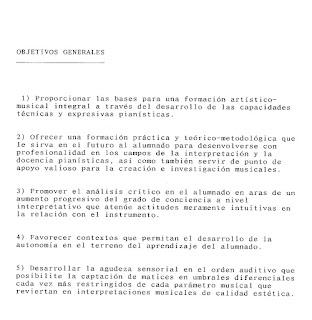 Una programación didáctica para piano por Agustín Manuel Martínez, I Objetivos generales