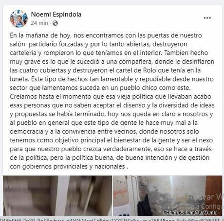 Destrozaron una promotora de Rolando Figueroa en Piedra del Águila