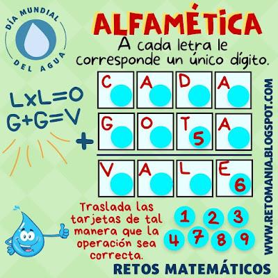 DÍA DEL AGUA Acertijos, Desafíos matemáticos, Retos matemáticos, Problemas matemáticos, Cerillas, Jeroglíficos, Conteo, Descubre el número, Agua, Día del agua, Día mundial del agua