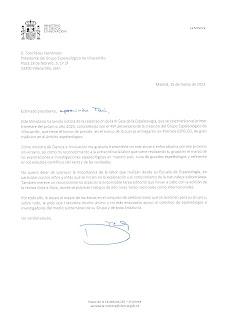 Carta de apoyo al GEV de la Ministra de Ciencia e Innovación