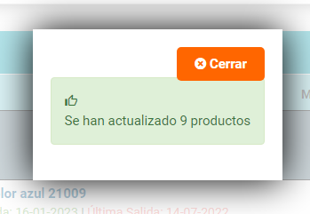 Mensaje que aparece al realizar la importación de artículos del almacén en Cloud Gestion Mensaje que aparece al realizar la importación de artículos del almacén en Cloud Gestion