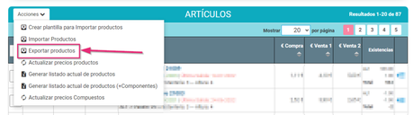 Exportar artículos desde Cloud Gestion