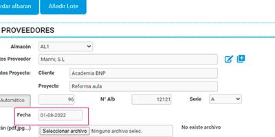 Añadir la fecha al crear albarán compras Cloud Gestion Añadir la fecha al crear albarán compras Cloud Gestion