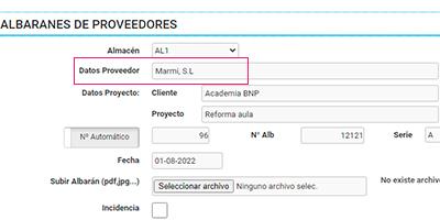 Añadir los datos del proveedor al crear albarán compras Cloud Gestion Añadir los datos del proveedor al crear albarán compras Cloud Gestion