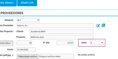 Añadir número de serie al crear albarán compras Cloud Gestion Añadir número de serie al crear albarán compras Cloud Gestion