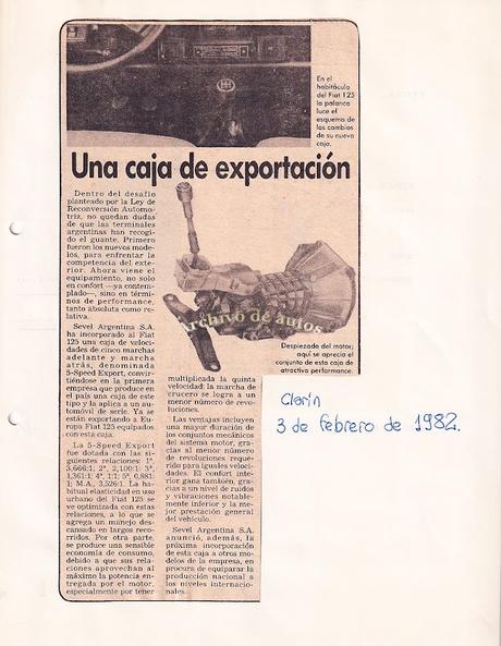 Fiat 125 Mirafiori y su caja de cinco velocidades del año 1982 Fiat 125 Mirafiori y su caja de cinco velocidades del año 1982