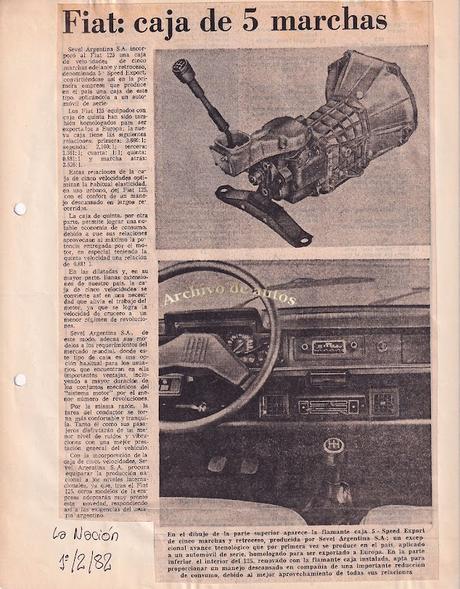 Fiat 125 Mirafiori y su caja de cinco velocidades del año 1982 Fiat 125 Mirafiori y su caja de cinco velocidades del año 1982