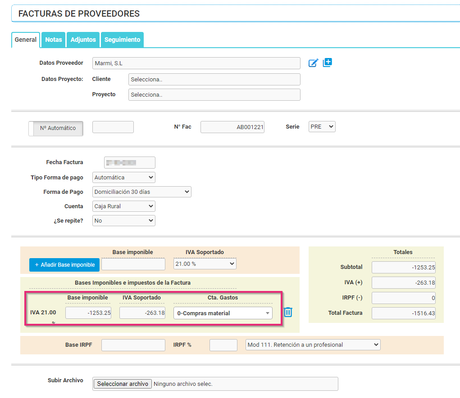 Crear factura rectificativa de proveedores con un software ERP - añadir importe Crear factura rectificativa de proveedores con un software ERP - añadir importe