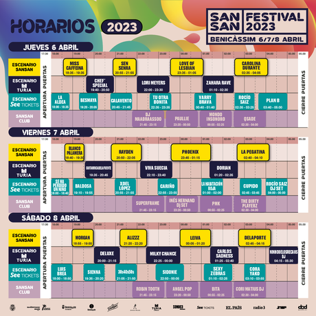 Horarios del SanSan Festival 2023