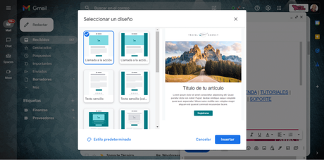 Gmail modo multienvío Seleccionar un diseño en Gmail o Google Workspace