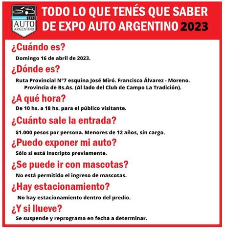 Se viene la duodécima edición de Expo Auto Argentino 2023
