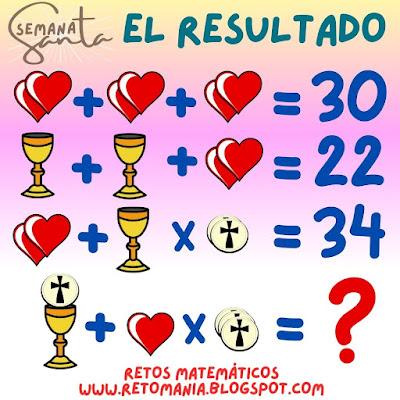 EL RESULTADO Desafíos matemáticos, Retos matemáticos, Problemas matemáticos, Problemas de lógica, Problemas de ingenio, Retos mentales, Retos visuales, Retos virales, Alfamética, Criptoaritmética, El resultado, Busca el número, Descubre el número, Descubre el resultado, Semana Santa