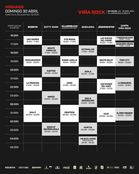 Horarios del Viña Rock 2023