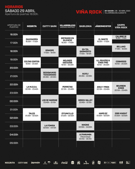 Horarios del Viña Rock 2023
