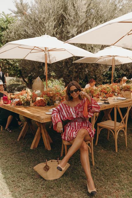 Sara from Collage Vintage at the Royal Mansour Hotel gardens with marocMaroc skincare, Marrakech