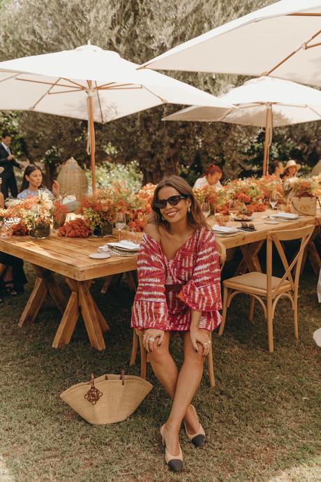 Sara from Collage Vintage at the Royal Mansour Hotel gardens with marocMaroc skincare, Marrakech