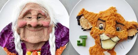 Personajes Disney y Pixar hechos con comida