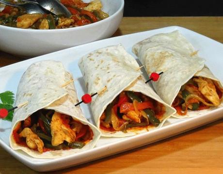 Fajitas de pollo y verduras