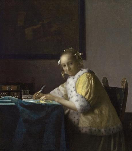 Luz sobre Vermeer Dama escribiendo una carta - Vermeer
