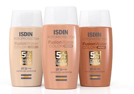 isdin fusion water fotoprotector con color