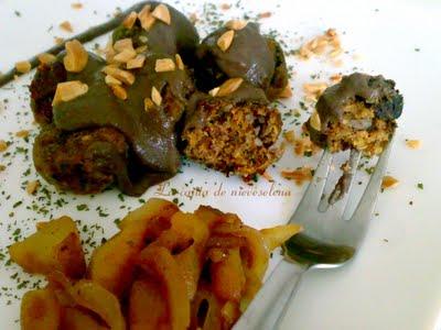 Receta desafío ROBOCHEF, albóndigas en salsa de morcilla y almendras