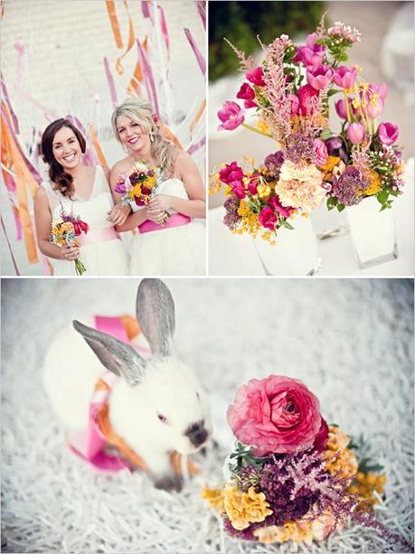 Detalles en blanco, rosa y naranja en tu boda