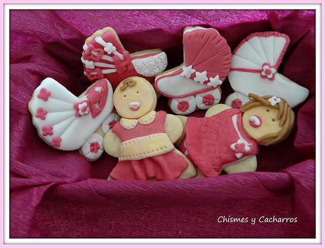 Galletas decoradas y Globo de pañales para Henar